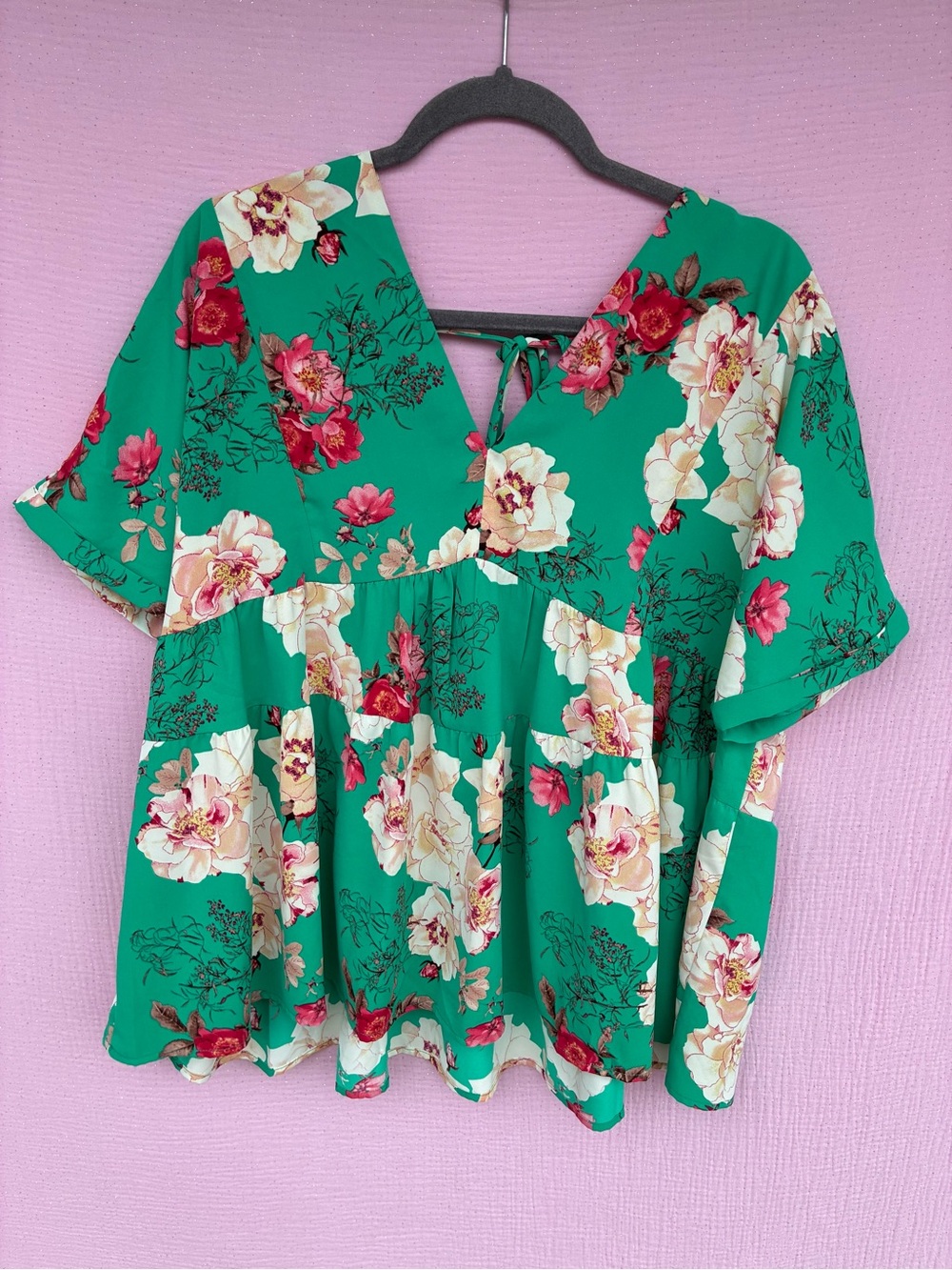 Entro Floral V-Neck Blouse Size Large